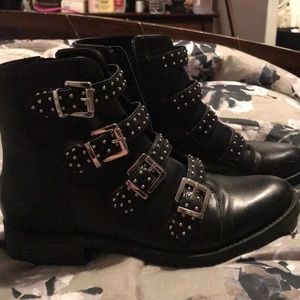 Buckled combat boots